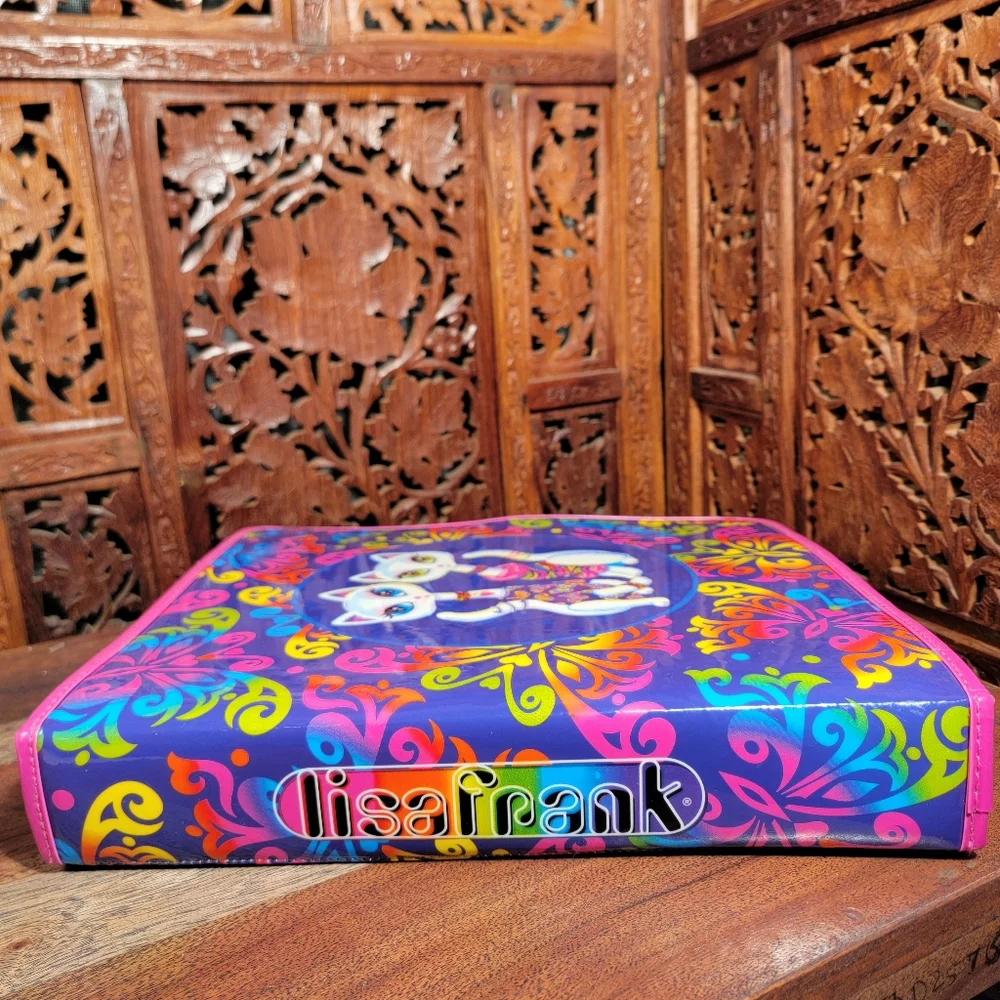 Vintage Y2K Lisa Frank Siamese Cats Roxi & Rollie Zipper 3 Ring Binder, Folders